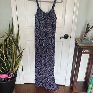 Xhilaration Navy and Pink Floral Maxi Dress